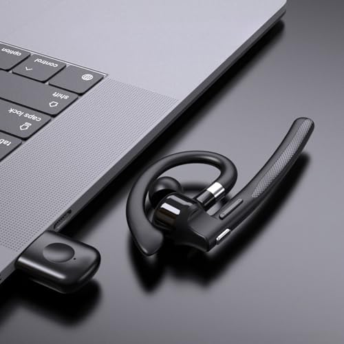 Yunseity Bluetooth Earpiece, V6.1 Wireless Single Ear Headset with Microphone, 500Mah Charging Case, Noise Canceling Handsfree Headset with Mute Buttons, 50 Hours Talk Time