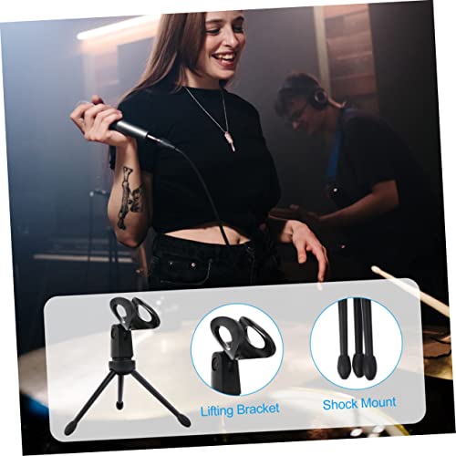 Generic 2pcs Microphone Stand Tripod Portable Plastic Table Holder for Conferences Live Streaming and Recording Lightweight Design for Easy Setup and Use