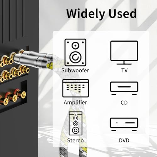Audiocrast RCA Cable 6.6ft/2M Dual RCA Male to Male Signal Cable Audio Cable for Amplifier,CD,DVD Play,Subwoofer (A52) - size: 6.6 ft, style: A52