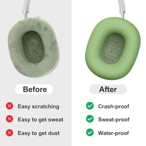 MOLOPPO 3 in 1 Case Cover Compatible with AirPods Max 2/1 2024/2020, Green | Anti-scratch Clear Soft TPU Ear Cups /Silicone Ear Pad Case /Headband Cover for AirPods Max, Transparent Accessories for Max - color: A8-Transparent Green