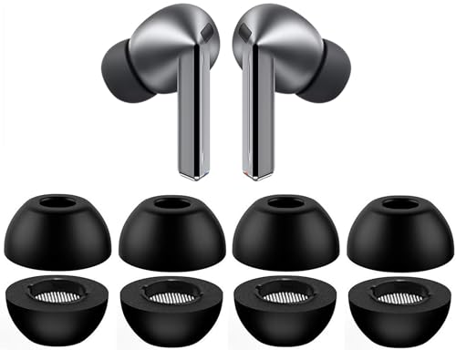 Replacement Foam Tips for Galaxy Buds3 Pro, Noise Cancelling Memory Foam Ear Tip, Fit in Case, XL Size 4 Pairs, Black XL (Buds3ProFoamXL4p) - size: Extra Large