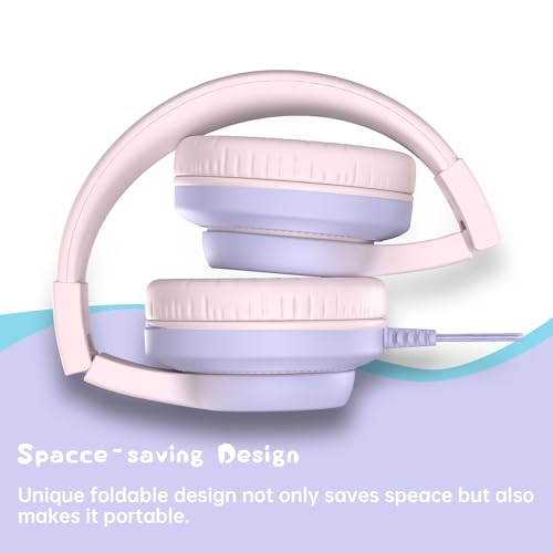 Candy Bila 2 Pack Wired Kids Headphones with Microphone, 85dB Safe Volume | Volume Limiter 85/94dB, HD Stereo Sound, Microphone and Wired Control, Foldable Design - color: Gradient Pink, Gradient Purple