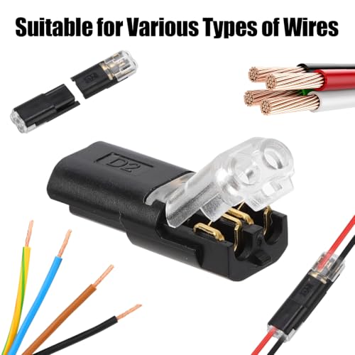 100 PCS Double Wire Plug-in Connector, Wire Cutter & Stripper | Snap-On Blocks with Locking Buckle Design for Low-Voltage Strip Lights DIY Crafting and Wiring Projects, Model Kits 2 Pin
