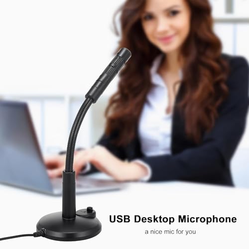USB Computer Microphone,Plug and Play Desktop PC Laptop Microphone with Mute Button and LED Indicator for Streaming,Podcasting,Recording,Gaming,Skype,YouTube Mic for Mac or Window Black.