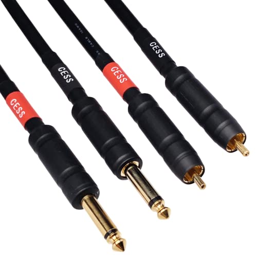 CNCESS CESS-112-1f RCA to 1/4" TS Audio Patch Cable, 12 Gauge, 2 Cables (1 Foot) - size: 1 Foot