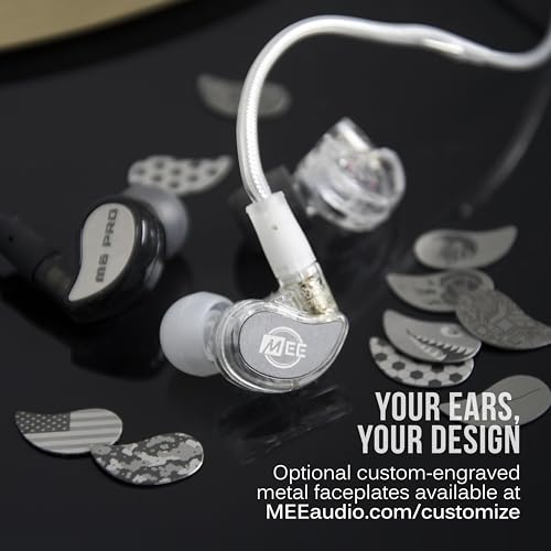 MEE audio M6 PRO 2nd Generation Universal-Fit Noise-Isolating Musicians’ in-Ear Monitors with Detachable Cables (Clear) - color: Clear, style: In-Ear Monitors