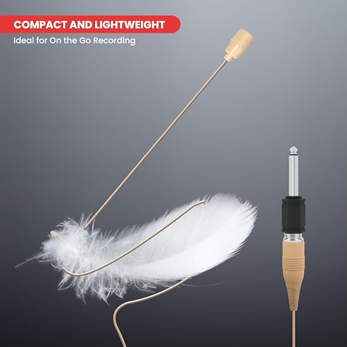 Pyle Wired Omnidirectional Headset Microphone w/ 3.5mm Plug | Condenser headset mic with 1/4 inch adapter, 1.2m cable and windscreen for presentations, teaching and voice use. - color: Champagne