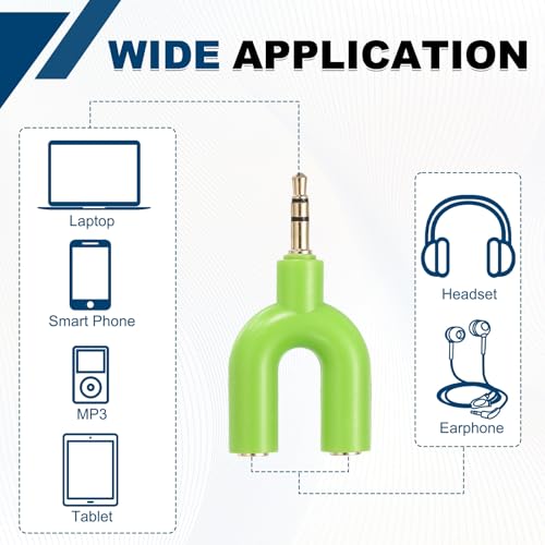 MECCANIXITY Headphone Splitter Adapter, 3.5mm Male to Dual Female Y Jack Aux Splitter for Phone Headset PS4 Switch Tablets, Green - color: Green