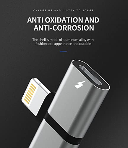 Headphone Adapter for Iphone(2pack)Adaptador para Splitter Audio and Charge Charger Dual Lightning Earphone 2 in 1 Dongle Jack Earbud Cable Compatible with Phone 13 12 11 Pro Max XS SE 7 X 8plus