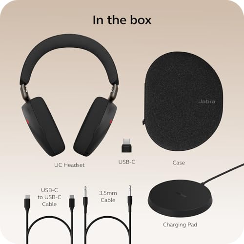Jabra Evolve3 85 Over‑Ear Wireless Bluetooth Headphones with Mic, Black - color: Black, style: All Platforms