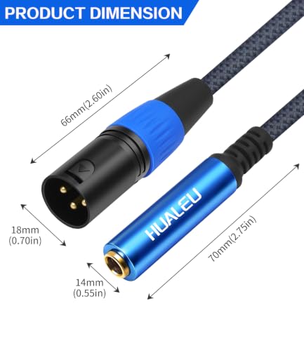 1Ft 6.35 1/4 TRS Female to 3Pin XLR Male Balance Adapter-2Pack Blue - color: 1/4 F to XLR M/Blue