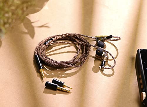 Linsoul Tripowin Amber 32AWG OFC HiFi IEM Cable with Interchangeable 2.5mm/3.5mm/4.4mm Plug, PVC Sleeve Replacement Cable for Audiophile (Recessed 2pin) - size: Recessed 2-Pin