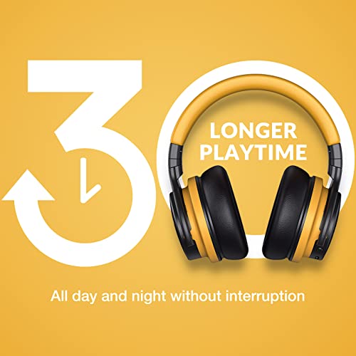 MOVSSOU Million Sold Classic E7 Active Noise Cancelling Headphones | Upgraded HD Sound, Wireless Bluetooth Headphones Over The Ear Unequaled Comfort, Vivid Deep Bass, for Home Office Travel Gift - color: Deep Yellow