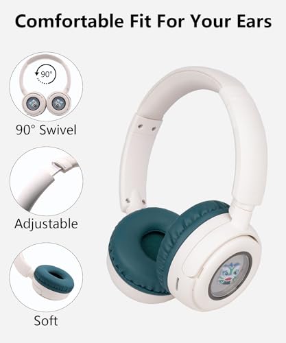 Wireless On-Ear Headphones Bluetooth with Microphone, Lightweight Foldable Wireless Headphones Built-in LED Lights, FM Radio, Micro SD/TF Slot for Travel Home, Green Q9M - color: Green