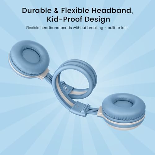 SIMOLIO Manyshare Kids Wireless Headphones with Case & Mic, Audio Sharing | Share One Audio Source with Multiple Headphones Wirelessly. Kids Bluetooth Headphones for Classroom, Family Trips & Parties - color: Green+Blue