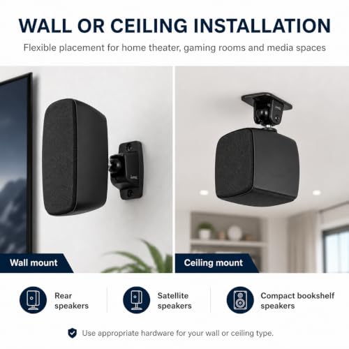 Jumbl Speaker Wall Mount Brackets, 1/4-20 Thread, 2 Pack, Black - color: Black