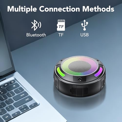 Bluetooth Speaker, 2026 Portable Wireless Shower Speaker, Digital Display Portable Speaker with Detachable hook ,IPX7 Waterproof with LED Light, HD Sound & Bass for Bathroom, Pool, Beach & Outdoor