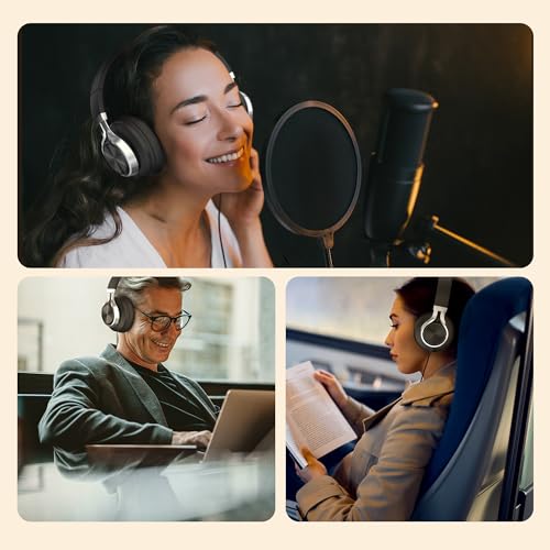 AILIHEN C90 Wired Headphones with Mic Volume Control Noise Isolating Black | Over Ear Headphones Wired for Teens and Adults, Super Soft, Foldable, Portable Bag, Durable 3.5mm for PC, Tablet&Chromebook - color: All Black