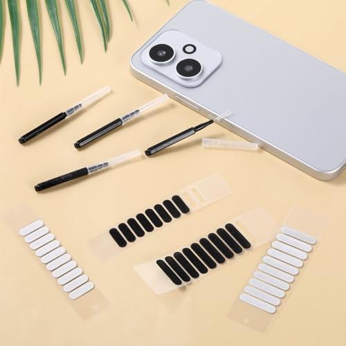 10 PCS Phone Charge Port Cleaning Tool Kit with 40 PCS Phone Speaker Cover Anti Clogging Brushes Cleaner Speaker Mesh Cover for All USB C-Port Devices 15/16/17, Black