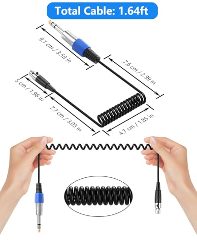 CERRXIAN Mini XLR Female to 6.35 mm 1/4" TRS Male Adapter Coiled Cable, Balanced 1/4" TRS Stereo Male to Mini XLR 4-Pin Female Stereo Audio Adapter - 50cm / 1.64ft - size: 4Pin Mini XLR Female to 6.35 mm 1/4" TRS Male