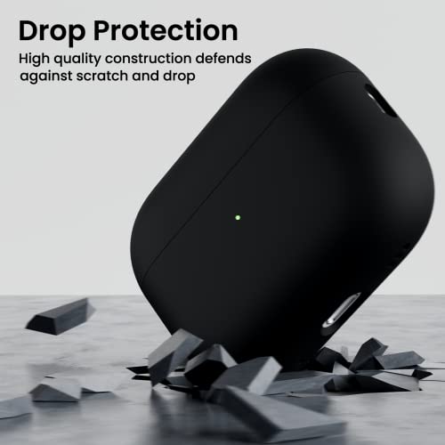 ORNARTO Compatible with AirPods Pro 2 Case 2022, Full Protective Hybrid Silicone for AirPods Pro 2nd Generation Case, Front LED Visible Skin Cover-Black | Hybrid Silicone Rubber, Front LED Visible, Wireless Charging, Skin-Friendly Soft Touch, Anti-Scratch