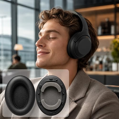 Replacement Ear Pads for Sony WH-1000XM3 Headphones, Ear Cushions for WH1000XM3, Extra Thick Earpads, Headphone Pads with Protein Leather&Memory Foam, Replacement Cushions - color: Gold