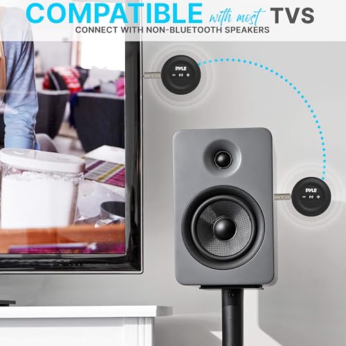 Pyle Wireless Audio Transmitter and Receiver Set – Low Latency Bluetooth Adapter with 3.5mm AUX & RCA Inputs/Outputs, Plug & Play for TV, Projector, Speakers, Headphones & Soundbars