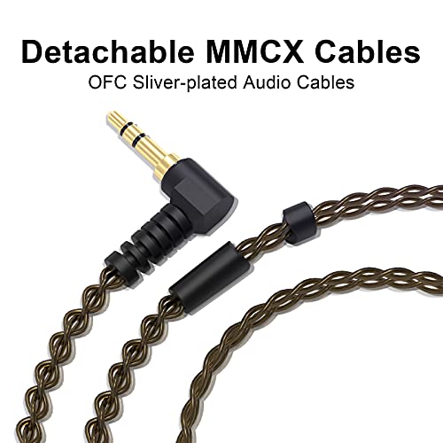 BASN Bsinger in Ear Monitor Headphones for Musician, Dual Dynamic Drivers Noise Isolating Earbuds with MMCX Inline Remote Mic Cable and Silver Plated Audio Cable (SPM-Brown) - color: SPM-Brown