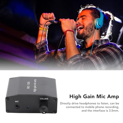 Microphone Preamplifier Power Amplifier Mic Preamp for Home Studio Recording Karaoke Podcast Voice Over Audio System