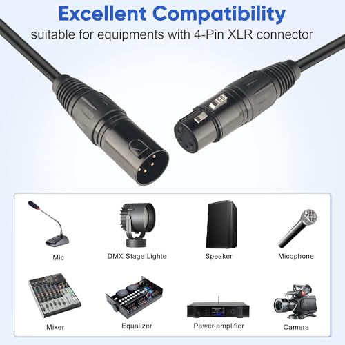 4 Pin XLR Splitter Cable,4 Pin XLR Extension Cable for Microphone | 1 Male to 2 Female XLR 4 Pin Patch Y Cable, Balanced Microphone Splitter Cord, 4 Pin XLR Audio Adapter Power Cable