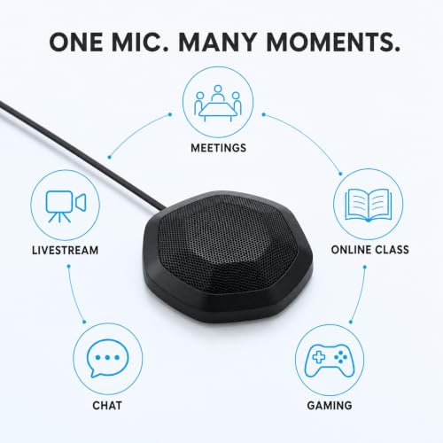 360° Computer Microphone for Desktop , USB Conference PC Mic, Noise-Canceling Technology, Recording, Skype, Online Class, Court Reporter, Plug & Play, Compatible with Windows/PC/Desktop/Laptop - size: Round