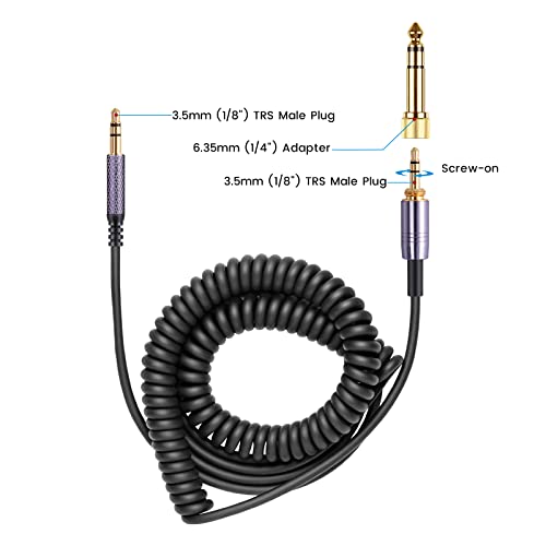 Solo4 Cord Coiled Audio Cable for Beats Studio3, Studio Pro, Solo3 Headsets | 3.5mm to 3.5mm(1/8") Extension Wire with 6.35mm(1/4") Adapter Compatible with iPhone PS5 Xbox One, 14ft - size: 14 Feet