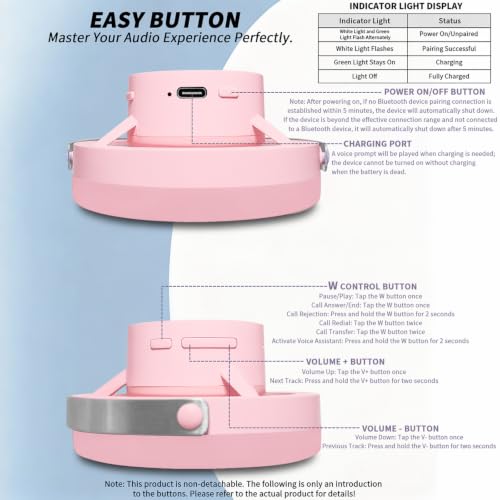 Open-Ear Headphones, 20+ Hour Playtime, Immersive Sound, Wireless Bluetooth Headphones for School, Work, Travel&Daily Use,Pink - color: Pink