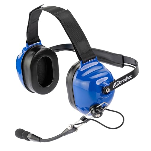 Arrowmax Racetrack Noise Cancelling Gel Pad Headset Compatible with Motorola R2 MOTOTRBO CP200D CP100D BPR40D CP200 DLR1020 DLR1060 (with Additional Dynamic Microphone) - color: Blue