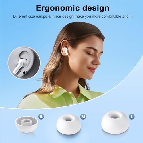 Wekily Wireless Earbuds, Bluetooth 5.3 Headphones LED Power Display, 2025 New Wireless Earphones, 4 ENC Noise Cancelling Mic, HiFi Stereo, 48H Playtime Mini Case IP7 Waterproof for Work & Play - color: Ivory white