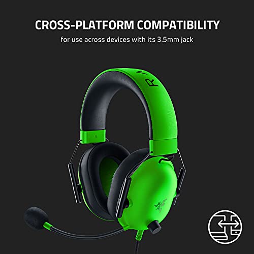 Razer BlackShark V2 X Gaming Headset, 3.5mm Audio Jack, Green - color: Green, size: 3.5 mm (Pack of 1), style: PC
