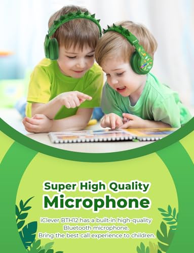 iClever BTH12 Kids Bluetooth Headphones 85H Playtime with LED Lights Travel - color: C-Green