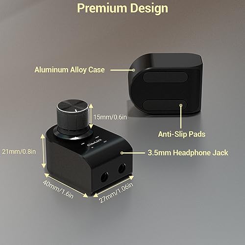 Cubilux 3.5mm Stereo Volume Controller, Headphones Volume Attenuator with Full Aluminum Alloy Case for Interference Isolation, 1/8-Inch Volume Inline Volume Control