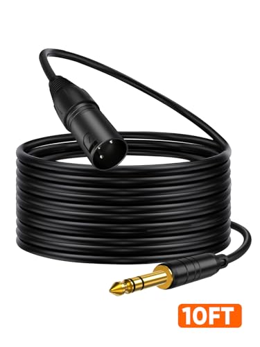 1/4" to XLR 3Pin,6.35mm TRS to XLR Male Balanced Microphone Patch Cable | Quarter inch TRS Plug to XLR For Amplifiers,Mixer,Speaker,Guitas,Studio Monitor,3~50ft - size: 10FT-1pcs