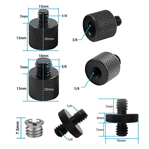 Threaded Tripod Screw Adapter Double Head Stud Standard Mounting Thread Converter 1/4" Male to 3/8" Female Adapter Set for Camera Cage Mount Light Stand Monopod Shoulder Rig Tripod,Camera Monitor