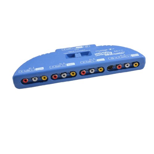 Ruilogod 4 Ports Input AV Composite Selector Video Audio Switch RCA Cable