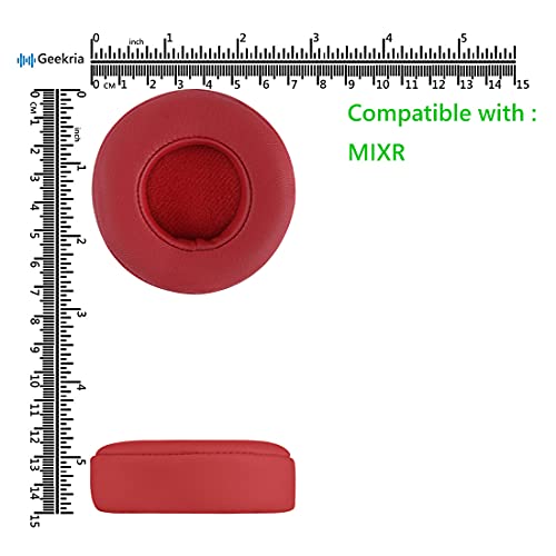Geekria Replacement Ear Pads for Monster Beats MIXR Headphones Ear Cushions, Repair Parts (Red) - color: Red