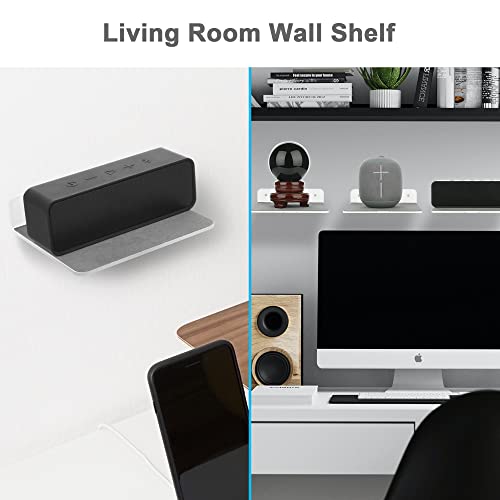 Wall Shelves - 2 Pack, Small Wall Mount for Speaker, Webcam, Cell Phones, Display Shelf (Silky White & Transparent, Medium) - color: Silky White & Transparent, size: Medium