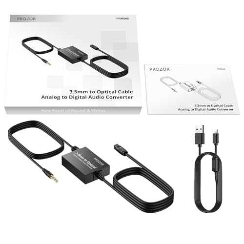 PROZOR 3.5mm to SPDIF Converter Analog to Digital Audio Cable ADC Adapter for Enhanced Sound Toslink Optical Output 3.5mm to Optical Cable for Gaming Consoles Computers and Projectors etc - style: 3.5mm to Optical