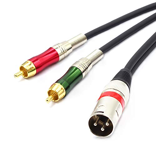 10FT XLR Male to 2 x Phono RCA Plug Adapter Y Splitter Patch Cable, 1 XLR Male 3 Pin to Dual RCA Plug Stereo Audio Cable Connector(3 M) - color: 3m (1XLR-2RCA)
