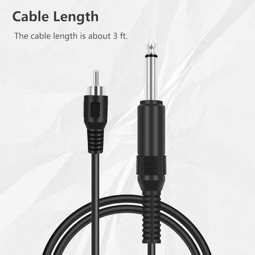 RCA to 6.35mm 1/4 inch, 3ft RCA Male to 6.35mm TS Mono Male Jack Adapter Audio Cable for Speaker Mixer Amplifier TV AV Receiver Guitar