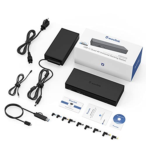 WAVLINK USB-C Quad 4K Docking Station with 100W PD Displaylink Dock | Thunderbolt 4/3, Macbook Neo, Mac/ Windows/Chrome, 4 HDMI, 4 DisplayPort, 2.5G Ethernet, USB, SD/TF Slot,Audio