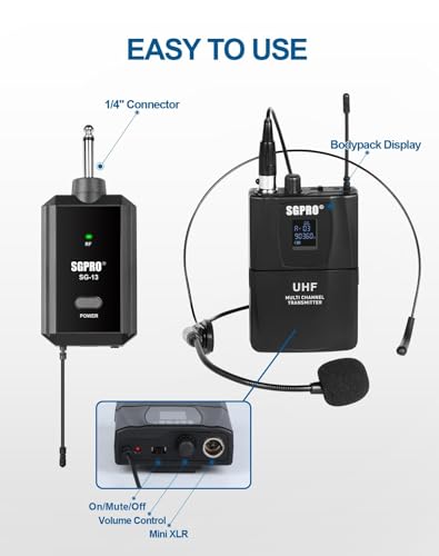 SGPRO SG-13B Wireless Head-Worn Microphone Set with Compact Receiver - color: SG-13B | Single Bodypack Set