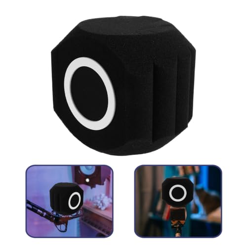 LABRIMP Professional Microphone Wind Shield Isolation Ball with Acoustic Foam for Comprehensive Noise Reduction and Allround Isolation, Black Plastic and Sponge Material, for Voiceover