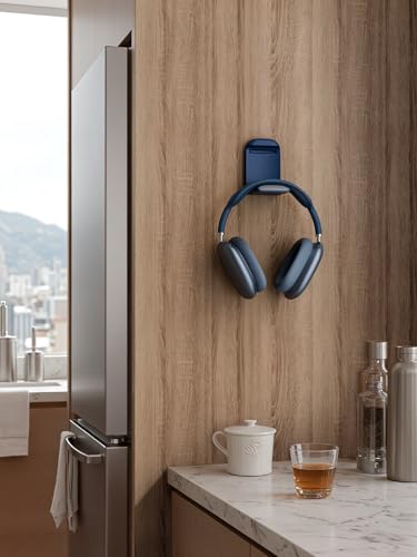 MAMUVIMO Headphone Stand, Headset Stand Foldable & Sticky, Headphone Holder Hook Mount with Non-Slip Silicone, Adhesive Earphone Desk Hanger Clip Space-Saving for Airpods Max, All Earphones- Blue - color: Blue, size: 1 Pack